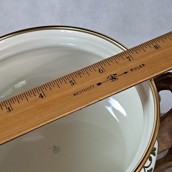 Vintage Asta Enamelware Floral Cookware With Brass Handles Germany with Lid . - Picture 11 of 11